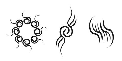 set of black abstract geometric tattoo contemporary clip art element vector