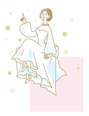 角に座る花嫁姿の女性