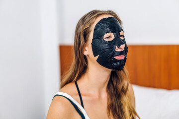 Portrait of smiling of happy beauty woman clean fresh healthy white skin spa treatment.girl mask face with facial mask in the room.beauty and spa.perfect fresh skin