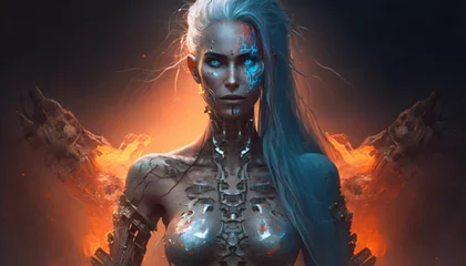 Foto op Plexiglas Hel god of Darkness - cyberpunk - German Mythologies - Generative AI © The_AI_Revolution