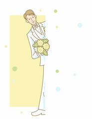 サイドから覗く花婿姿の男性
