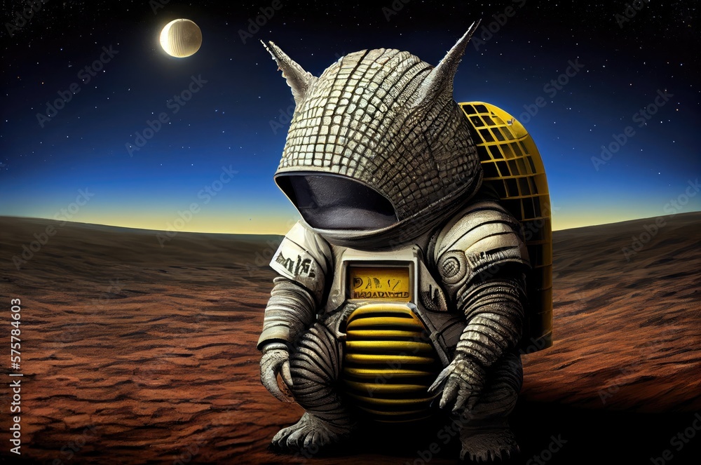 Poster armadillo astronaut out of this world exploring generative ai