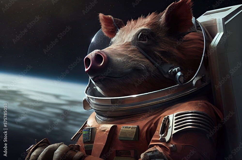 Poster boar astronaut in outer space exploring generative ai