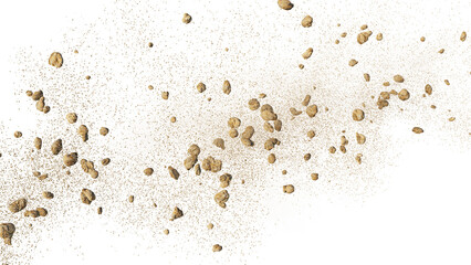 flying rocky debris and dust, isolated on transparent background - 575785203
