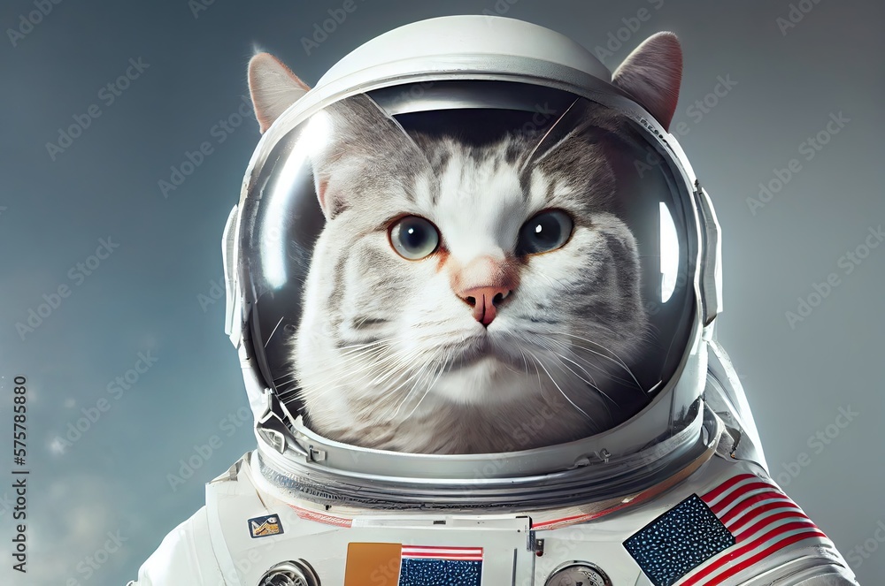 Aufkleber cat astronaut in space exploring generative ai