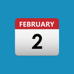 2th February calendar icon. February 2 calendar Date Month icon