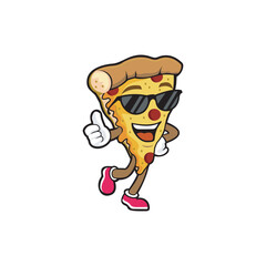 pizza character cartoon logo template