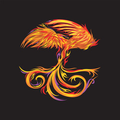 black background phoenix illustration vector