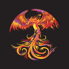 black background phoenix illustration vector