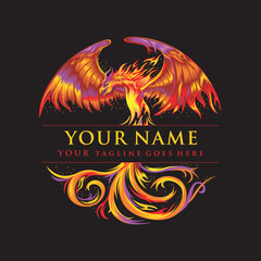 black background phoenix logo vector