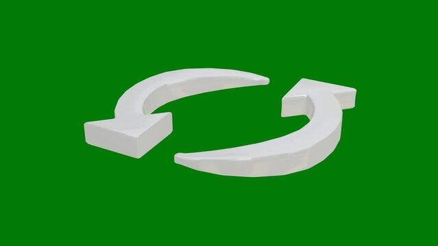Animated white 3d sync symbol on a green background