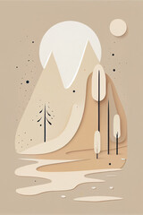 Boho abstract art with neutral colors
