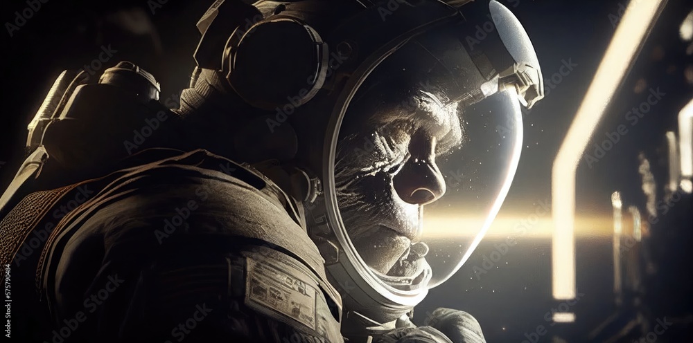 Aufkleber gorilla spaceman out of this world in a spaceship generative ai