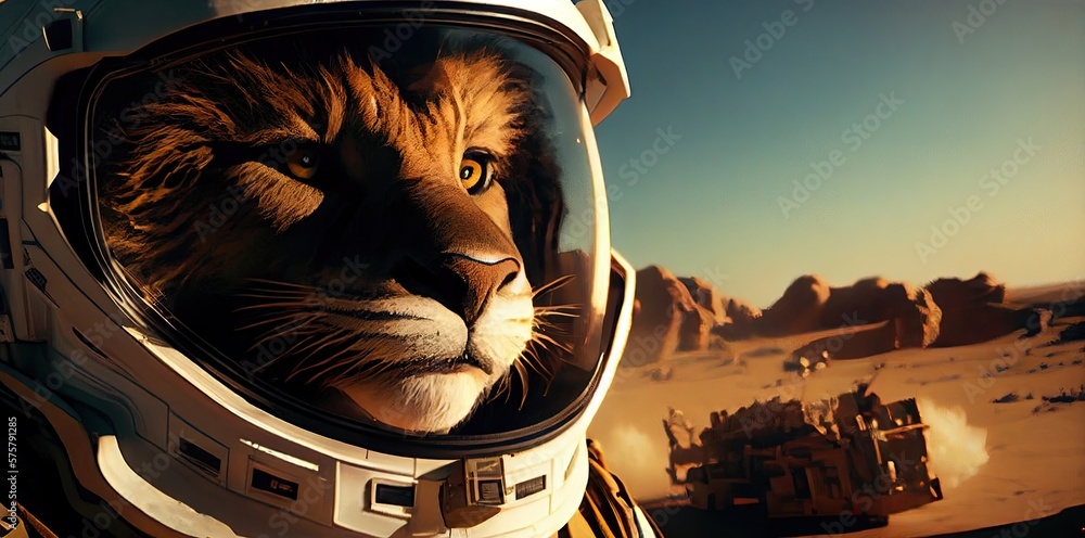Poster lion spaceman out of this world exploring generative ai