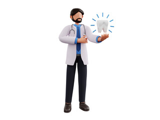 Doctor with bright tooth  3d illustration