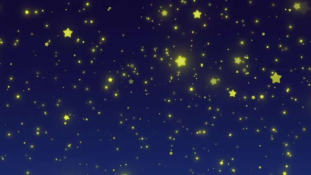 ポップな星のゆっくりしたスタートレイルのような回転の夜空　ループ