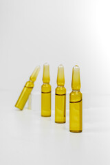 Glass ampoules medical or cosmetic ampoule for hair care nutrition and treatment concept. Amouls...