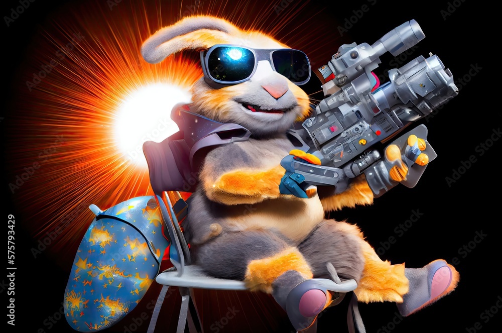 Poster rabbit space soldier defending the universe generative ai