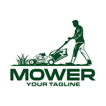 Lawn mower logo template. Lawn Gardening Logo Design. Vector illustration 