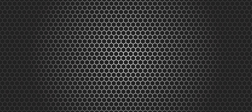 Abstract honeycomb black Background ,light and shadow . modern background. Vector metal hexagonal grid background. Black metal texture steel background. Vector