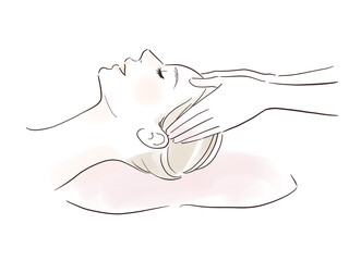 エステサロンでくつろぐ美しい女性