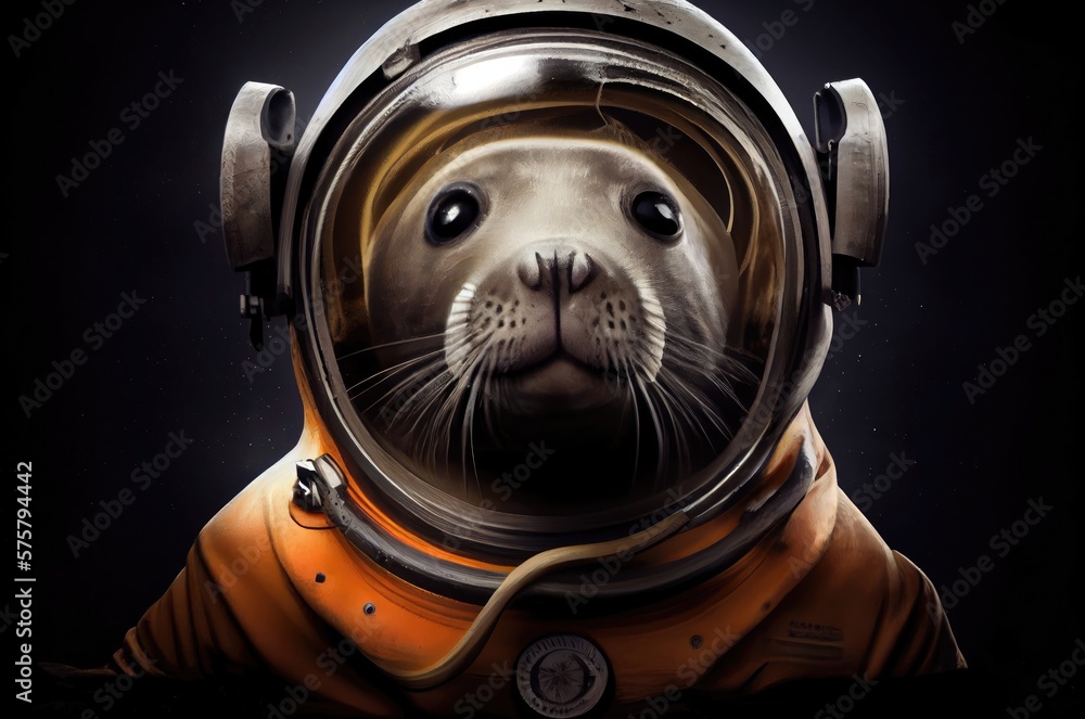Poster seal astronaut out of this world exploring generative ai