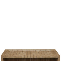 Fototapeta premium Wooden table, wood table top front view 3d render isolated