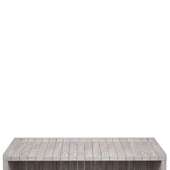 Fototapeta premium Wooden table, wood table top front view 3d render isolated