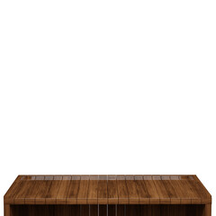 Wooden table, wood table top front view 3d render isolated
