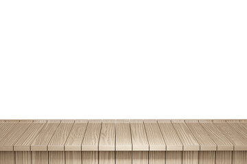 Wooden table, wood table top front view 3d render isolated