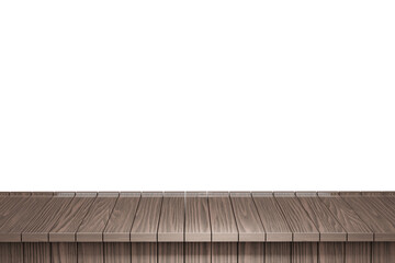 Wooden table, wood table top front view 3d render isolated