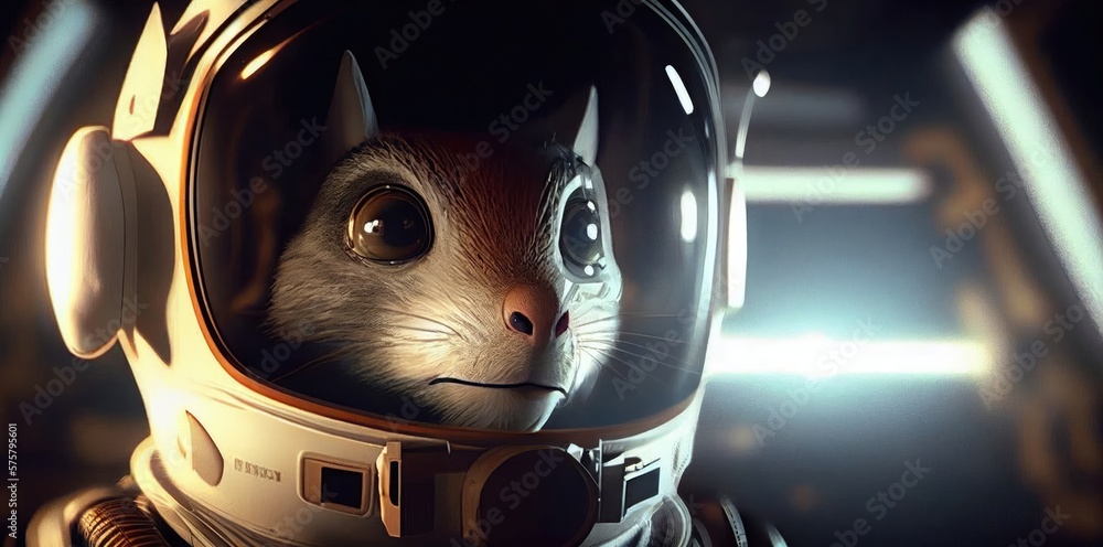 Poster squirrel spaceman out of this world exploring new worlds generative ai