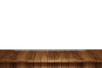 Wooden table, wood table top front view 3d render isolated