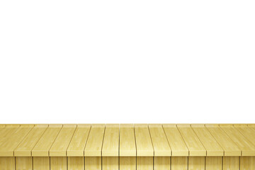 Wooden table, wood table top front view 3d render isolated