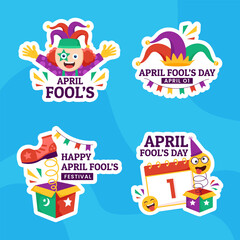 Happy April Fools Day Label Flat Cartoon Hand Drawn Templates Background Illustration