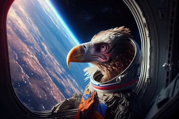 Vulture Astronaut In Space In A Space Suit Generative AI
