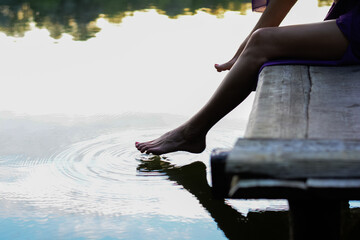 person walking in the water