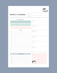 Weekly planner. Cute style with Sean and Sea partners. Plan your day make dream happen.