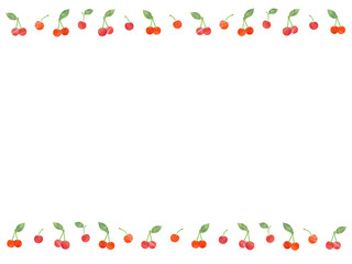 水彩さくらんぼのフレーム素材