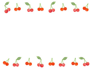 水彩さくらんぼのフレーム素材