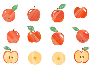 つやつやのリンゴのイラスト素材セット