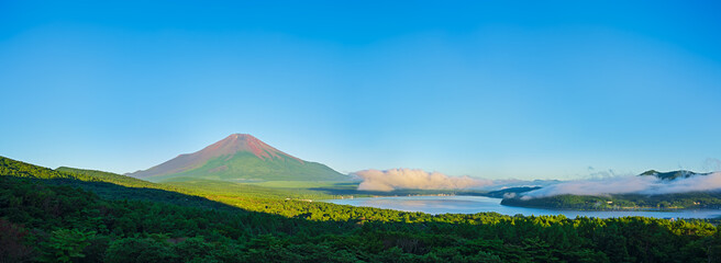 パノラマ台より山中湖越しに富士山を望む