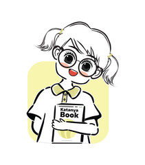 Cute schoolgirl character sticker vector