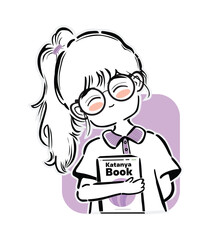 Cute schoolgirl character sticker vector