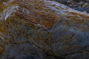 Rocky shapes on the beach. textures and patterns generated on the stones of the Ibiza.