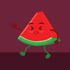 A cute watermelon character with a variety of expressions. Summer fruit. Watermelon character illustration