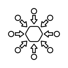 Central, centrality, connect line icon. Outline vector.