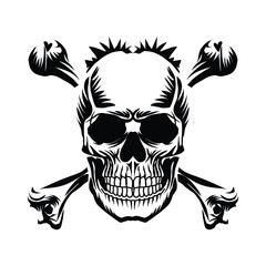 Black and white skull and crossbones isolated