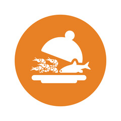 Ceviche, delicious, dish icon. Orange color vector EPS.