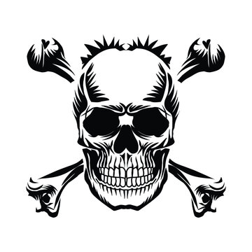 Black and white skull and crossbones isolated